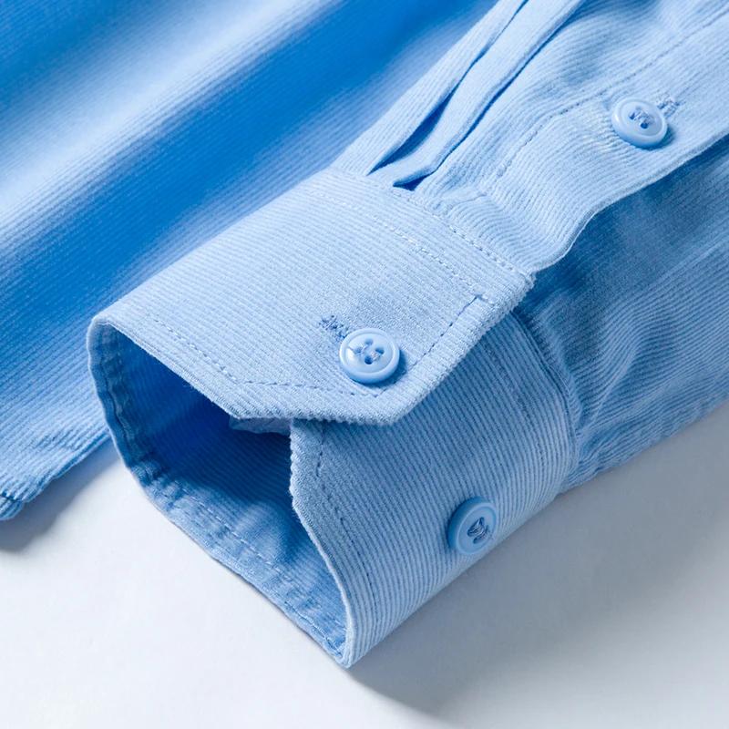 Chemise en velours côtelé 100% coton pour hommes, chemise décontractée à manches longues, coupe régu