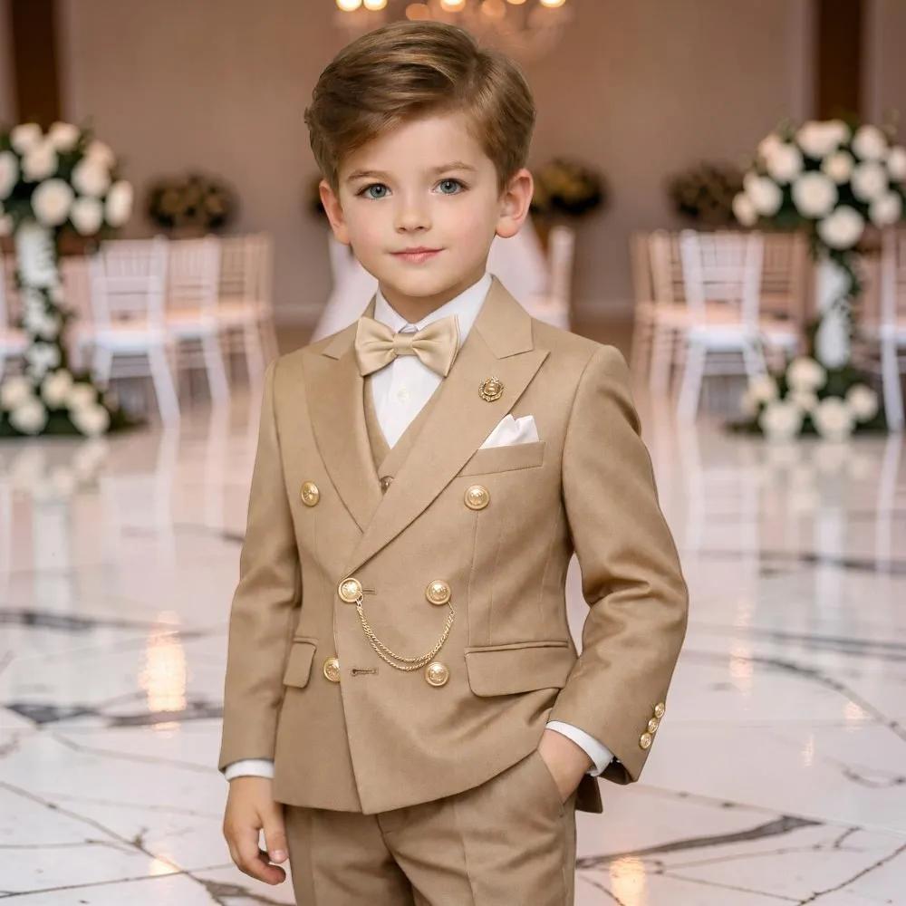 Costume Garçon Croisé 2 Pièces pour Mariage, Tenue de Garçon d'Honneur pour Anniversaire, Ensemble E