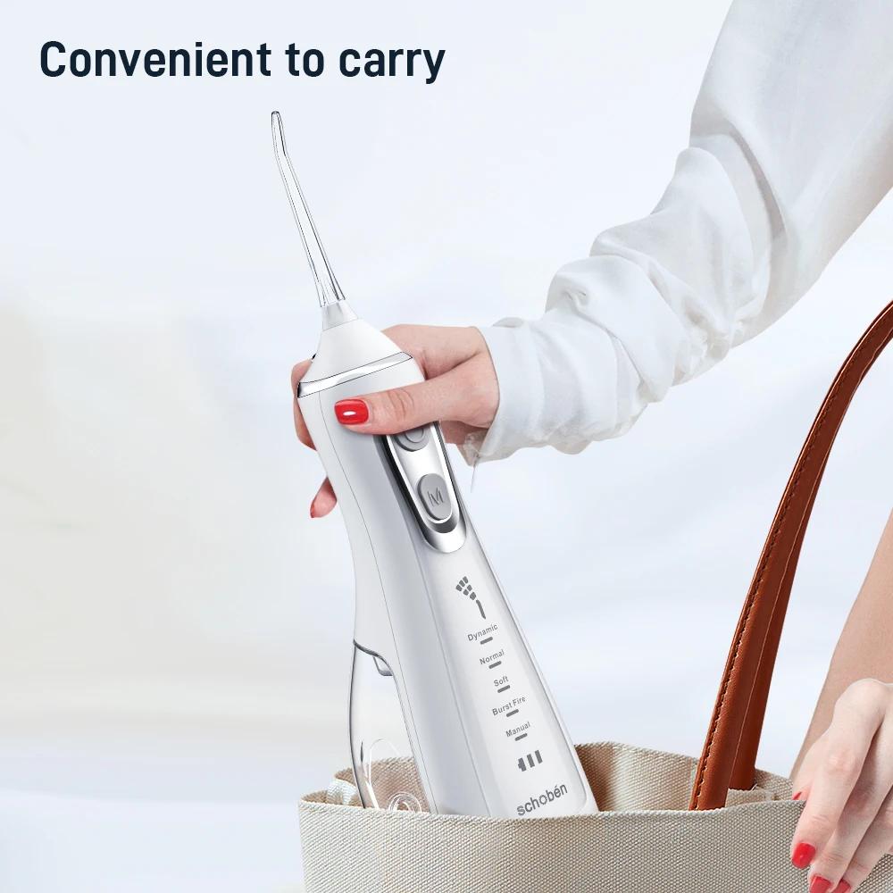 Irrigateur dentaire Portable, fil dentaire, Rechargeable par USB, 4 buses, Jet d'eau, réservoir d'ea