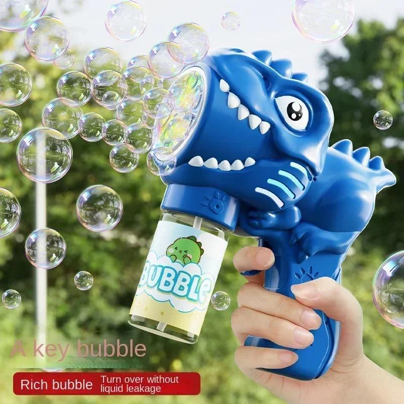 Machine à bulles dinosaure à 6 trous, pistolet à bulles électrique avec lumière, pistolet à bulles e