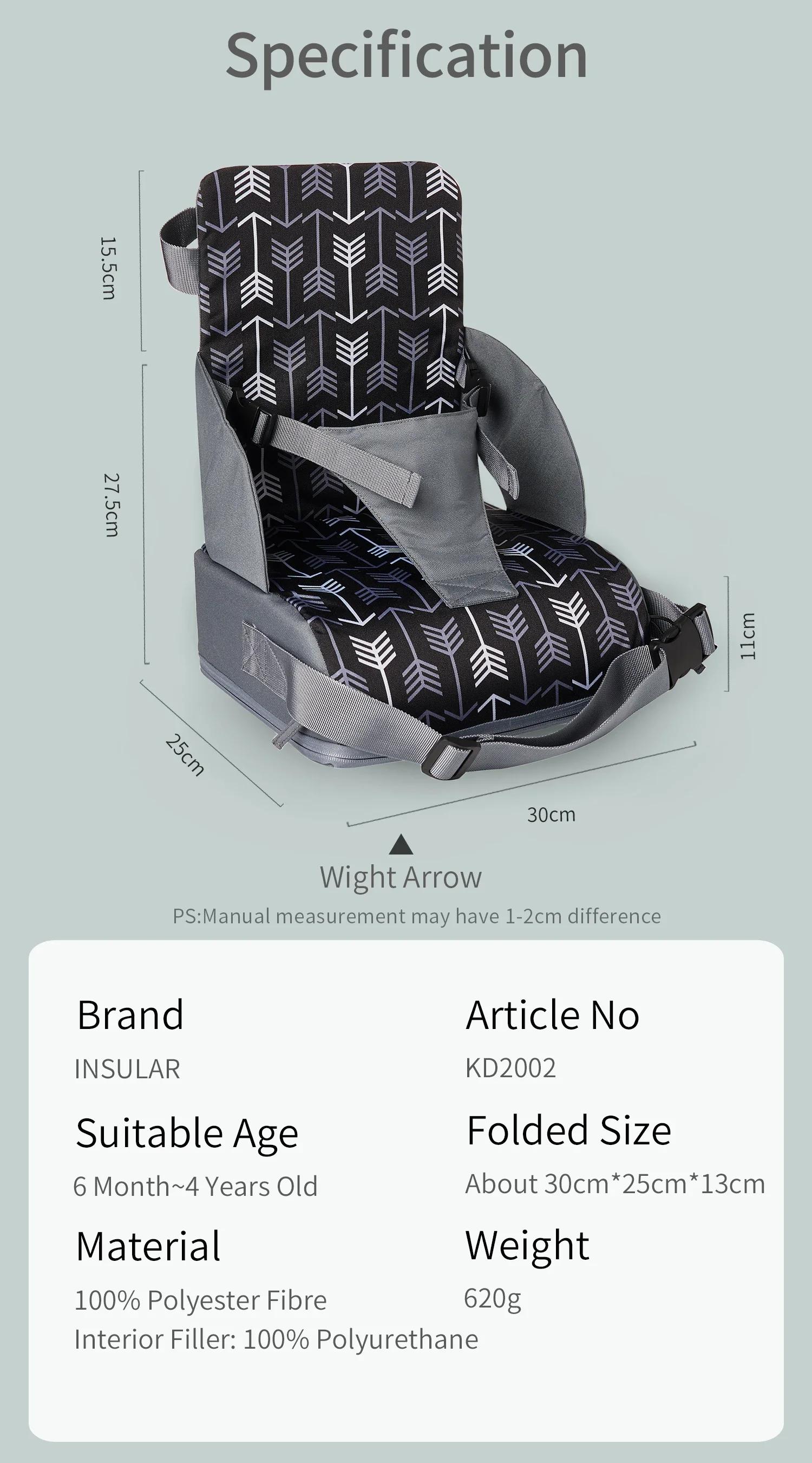 Siège rehausseur pliable anti-dérapant portable - Coussin de voyage pour chaise de salle à manger bébé