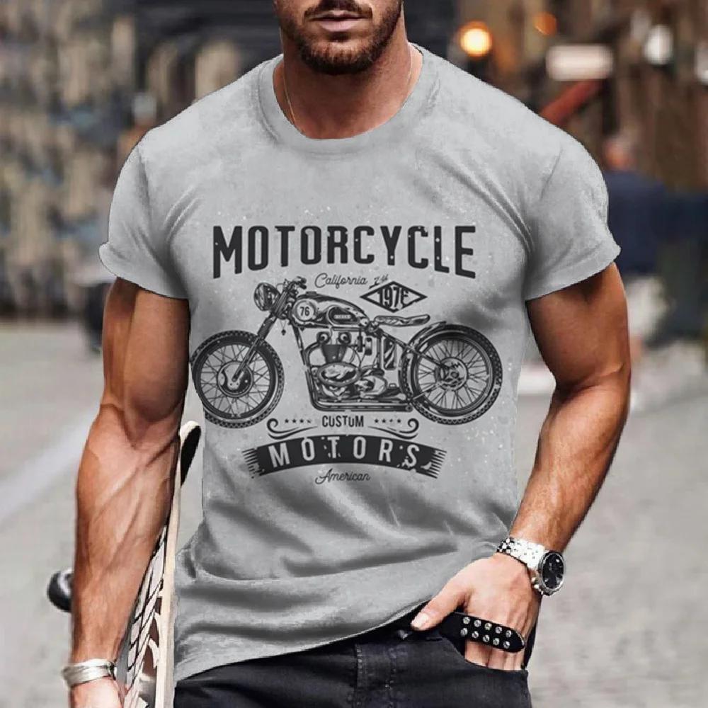 T-shirt à manches courtes imprimé 3D rétro pour hommes, t-shirts vintage, huile, décontracté, moto,