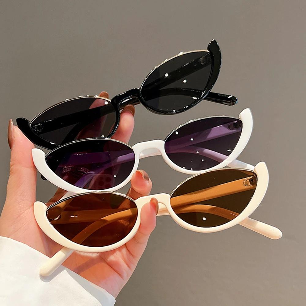 Lunettes de soleil œil de chat rétro pour hommes et femmes, petite demi-monture, lunettes vintage, l