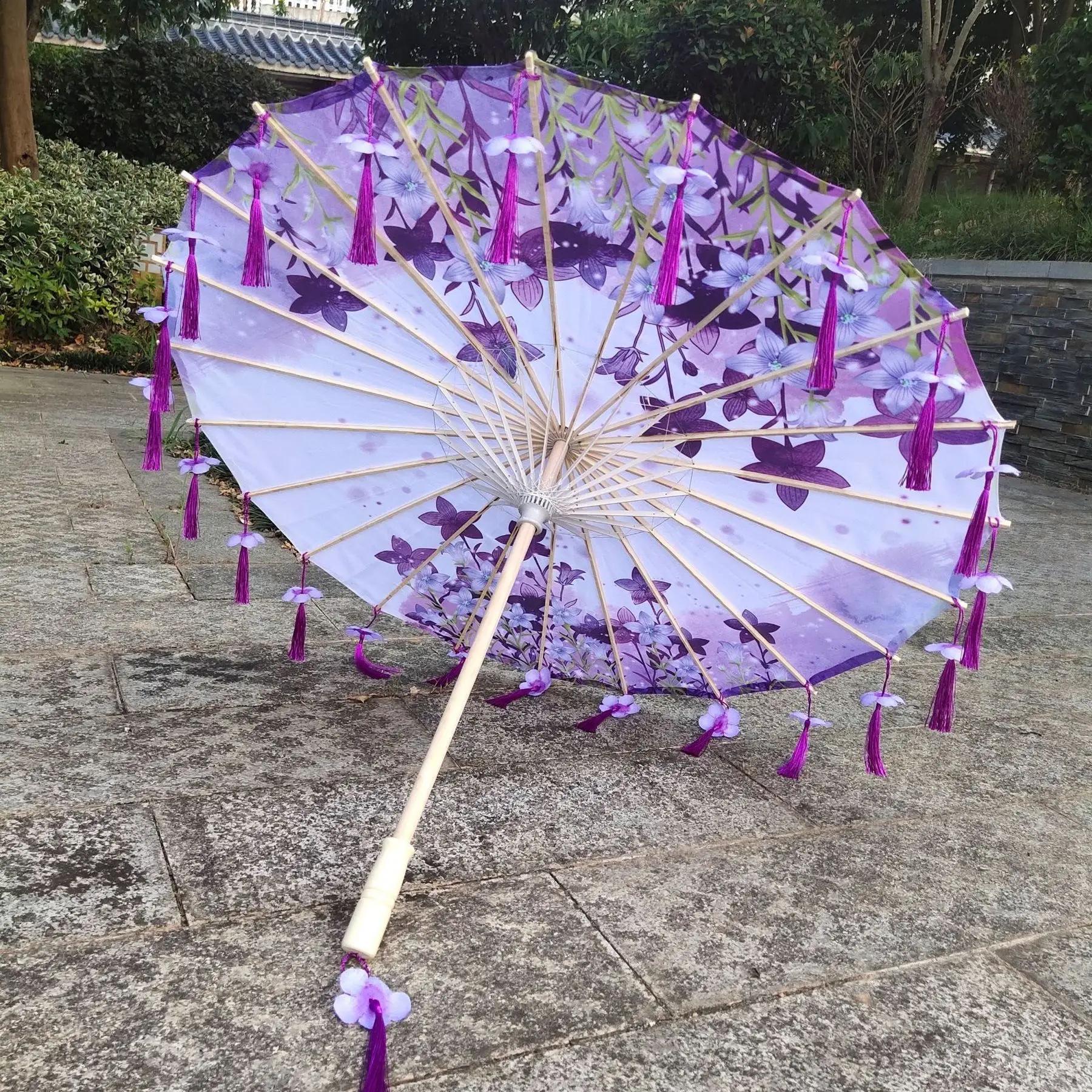 Hanfu – parapluie à pampilles violet lavande, Anime, coupe-vent, pour danse sur la plage, Cosplay, p