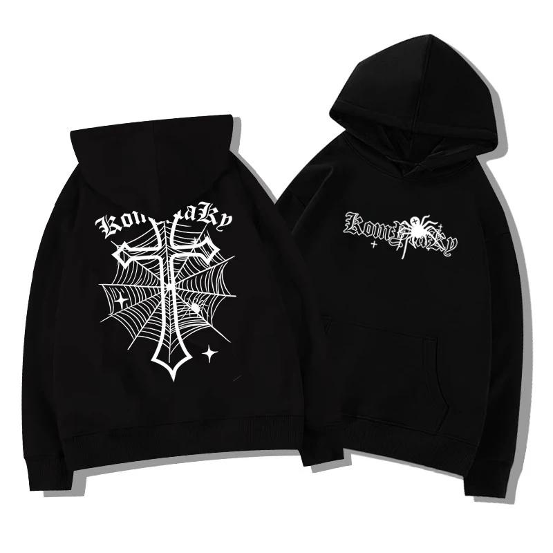 Sweat-shirt à capuche chaud en polaire pour hommes adultes, européen et américain, croix d'araignée,