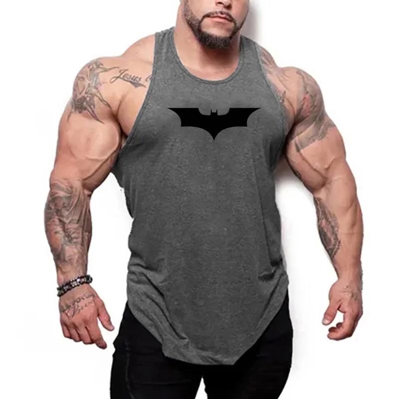 Noir chauve-souris imprimé salle de sport Fitness course vêtements de sport hommes formation muscula