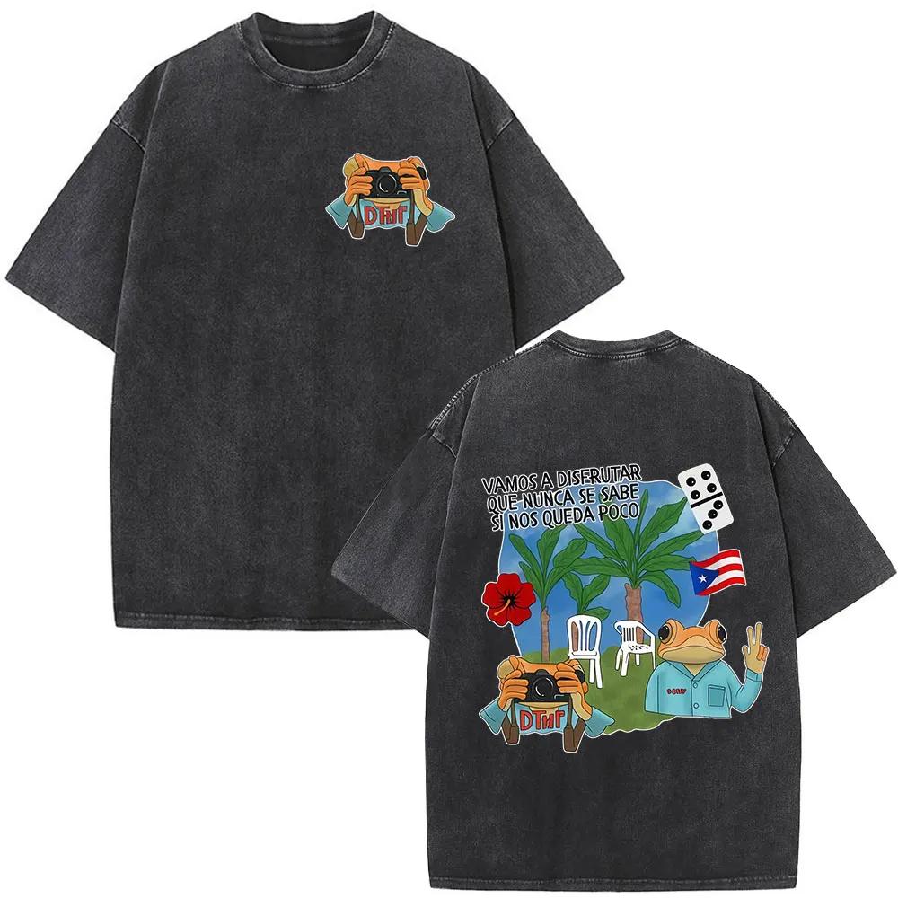 T-shirt Rapper Bad Bunny Vintage Lavé Debi Tirar Mas Fotos DTMF World Tour Album T-shirts Hommes Fem
