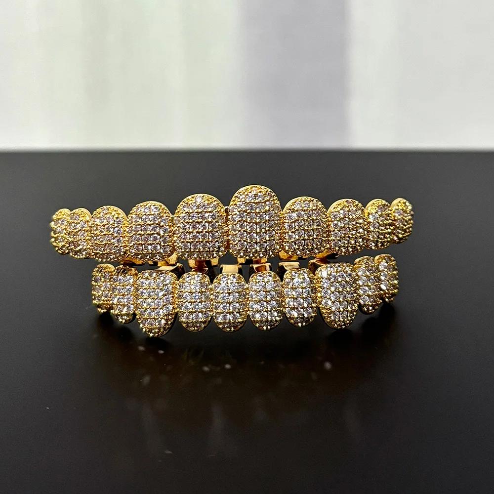 RACHELZ Hip Hop 10/10 glacé CZ pierre dents Grillz Punk rappeur cubique zircone dent casquettes pour