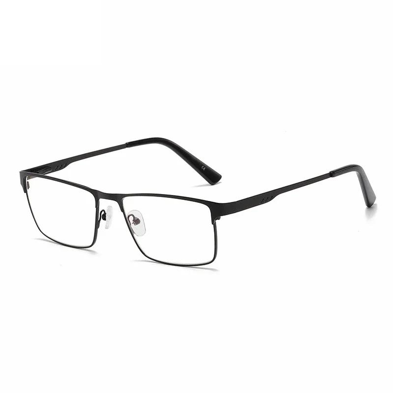 Lunettes de lecture carrées en métal pour hommes, grand cadre, jambe de printemps, presbytie pour pe