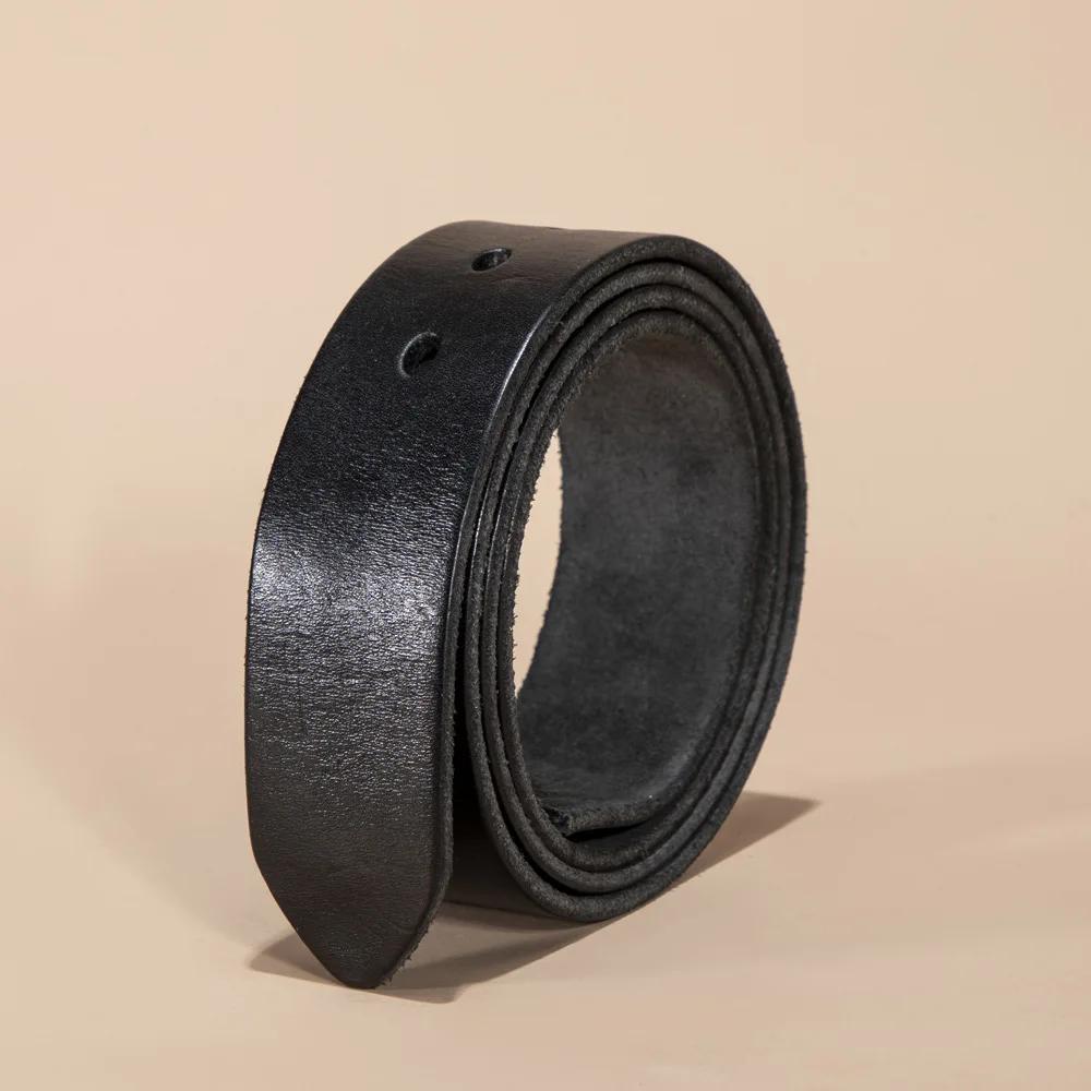 3.8 cm de largeur mâle sans boucle ceintures pour hommes boucle ardillon trou sangle peau de vache b