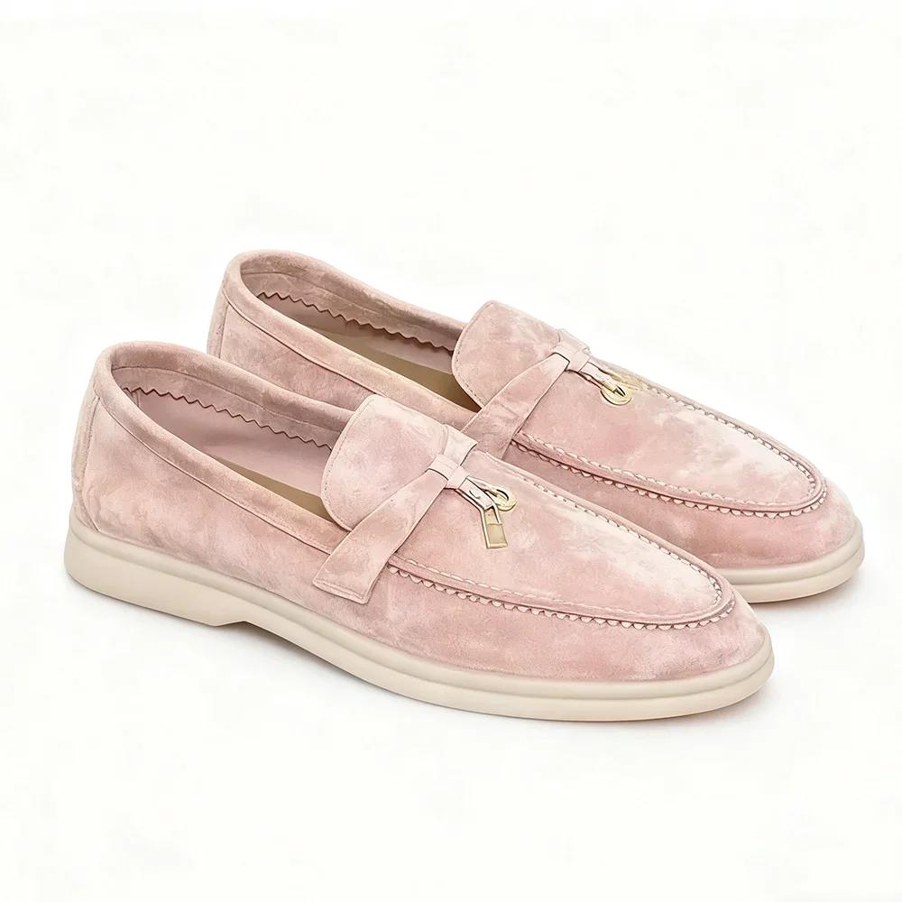 Mocassins en daim pour femme, chaussures décontractées à semelle épaisse
