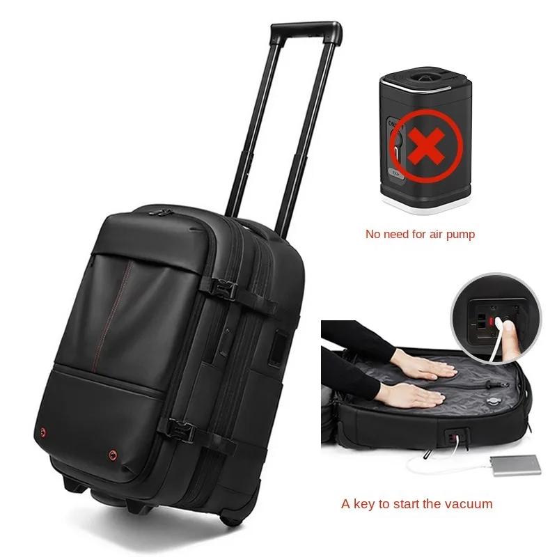Sac à dos à roulettes avec roulettes, sac à dos à roulettes de grande capacité, bagages sous vide, v