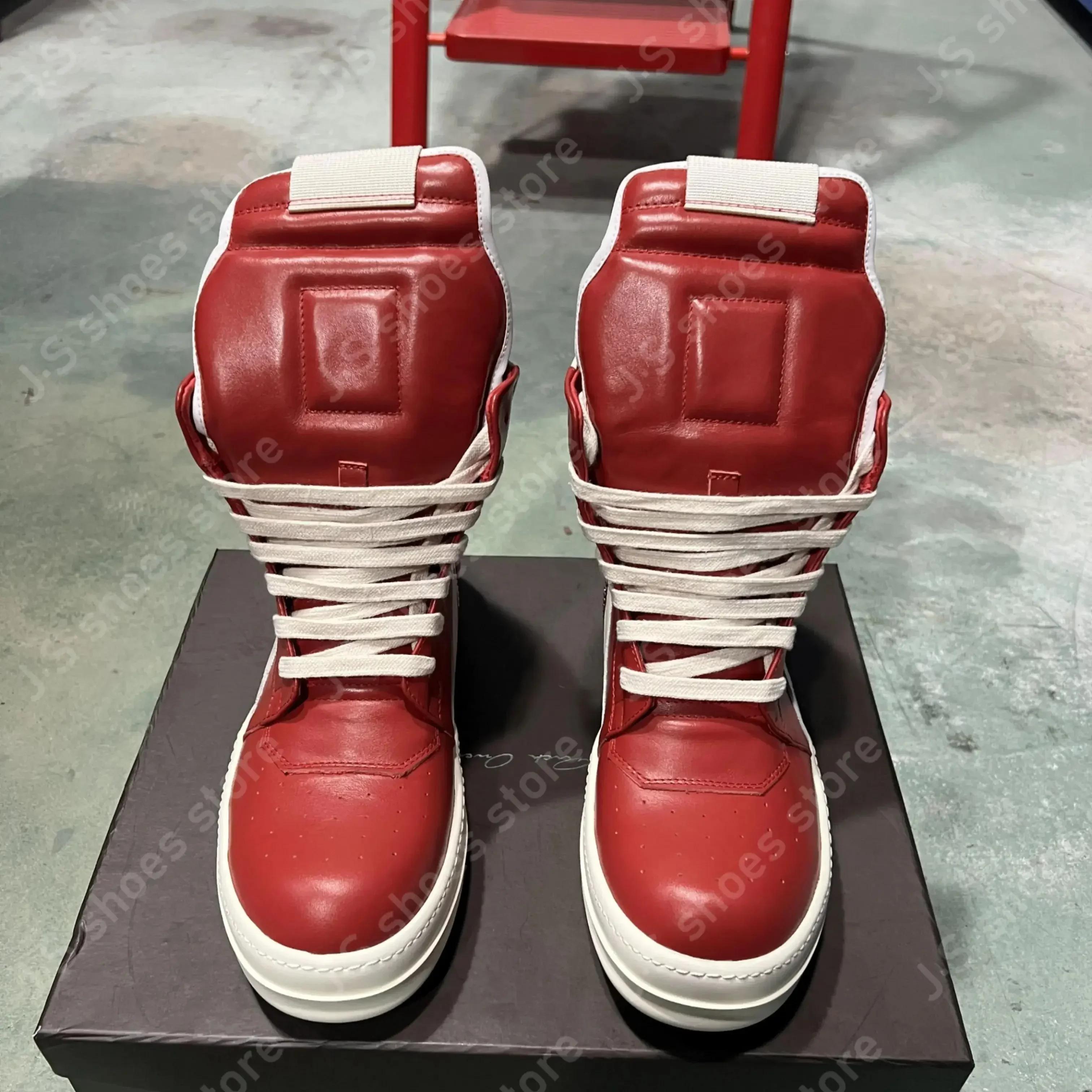 R-o classique botte en cuir rouge chaussure haute rétro hommes Sneaker fermeture éclair femmes chaus