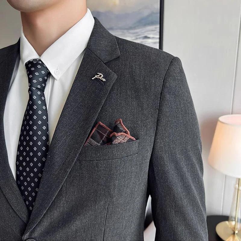 (Veste + pantalon) haut de gamme marque Boutique couleur unie hommes décontracté bureau d'affaires c