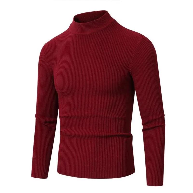 Nouveaux hommes mode faux col roulé chandails à manches longues Waem pull pull hiver coupe ajustée r
