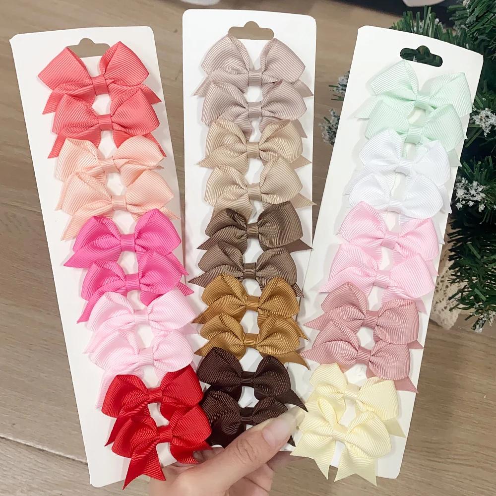 Pinces à cheveux avec nœuds pour enfants, couleur unie, pour bébés filles, ruban fait à la main, épi