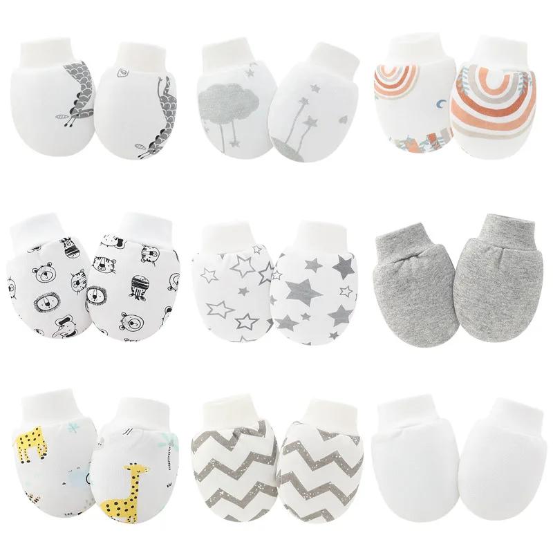 Gants de Protection pour nouveau-né, 6 paires/lot, mitaines pour bébé garçon, en coton doux, anti-ra