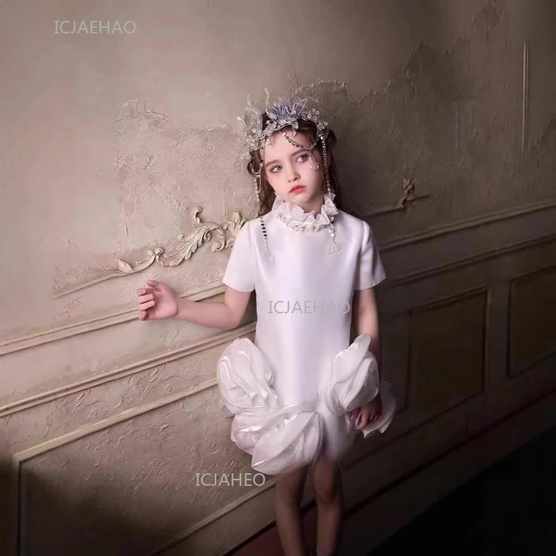 Robe de soirée blanche pour enfants, filles, princesse, pour récital de piano, robe de cérémonie, te