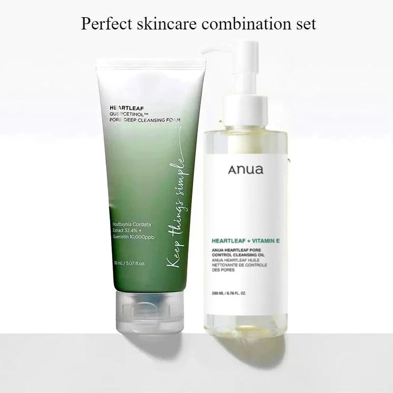 Ensemble de soins de la peau Anua, nettoyant visage Heartleaf, mousse nettoyante, nettoyage en profo