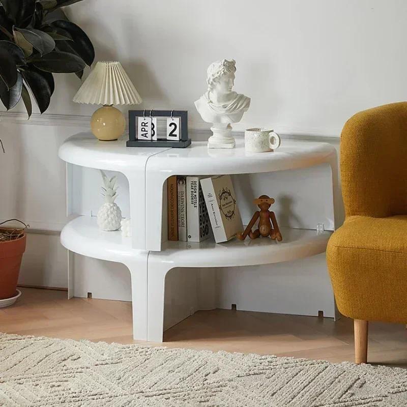 Table Basse Circulaire Moderne en Plastique, Design Créatif et Élégant, Meubles de Maison pour Salon