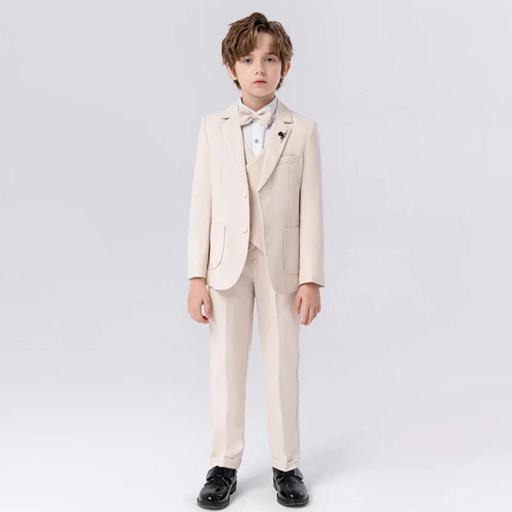 Ensemble de costume personnalisé pour enfant, 4 pièces, Blazer, gilet, pantalon, nœud papillon, fête