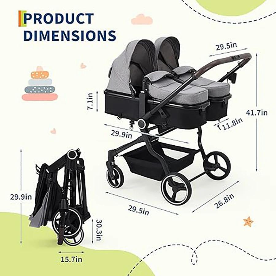 Poussette double pour nouveau-né et tout-petit, poussettes Tandem avec pli compact léger, cancline r
