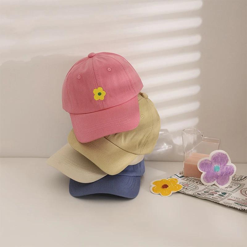 Casquette de Baseball pour enfants, jolie fleur, couleur unie, chapeau en langue de canard pour enfa