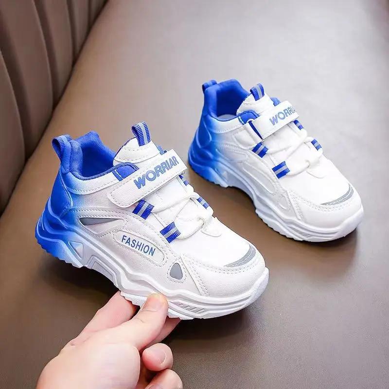 Chaussures de sport pour enfants, baskets de course en cuir dégradé, durables, semelle souple, Style
