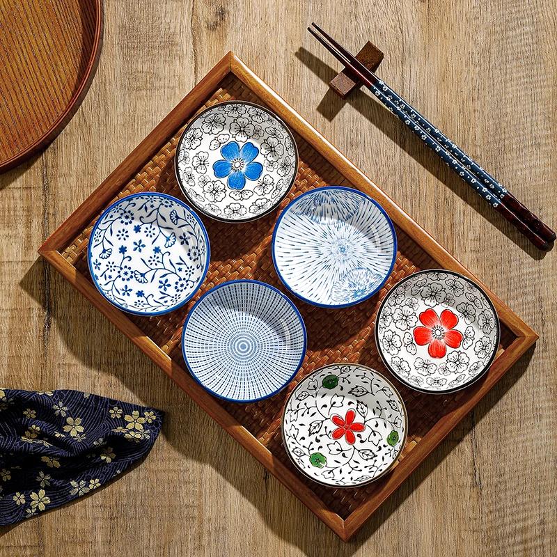 Mini assiette japonaise en céramique pour Barbecue, 6 pièces, trempage Sashimi, Sushi, Sauce soja, p