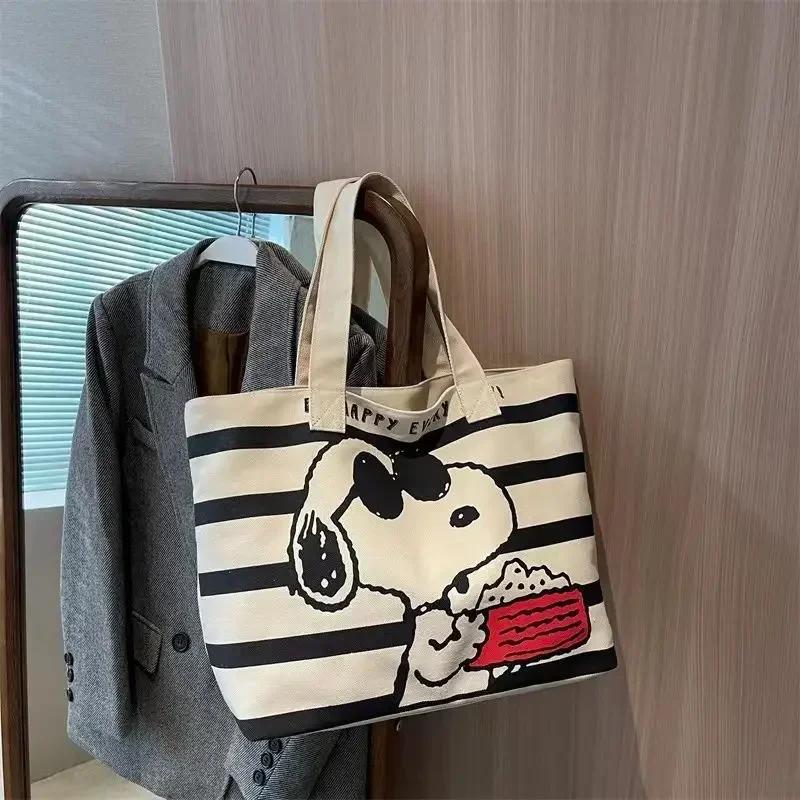 BANDAI Snoopy mignon dessin animé grande capacité sac en toile pour les étudiantes pour contenir des