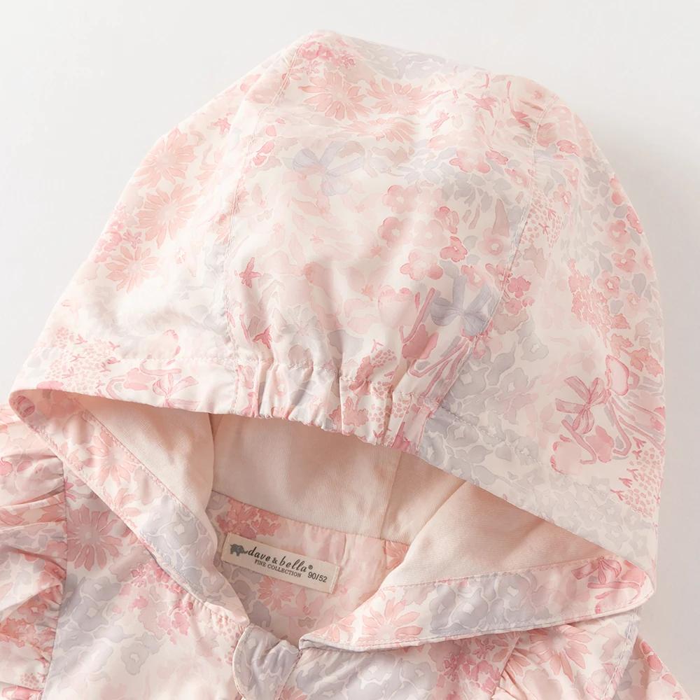 Vestes imperméables Dave Bella pour filles, automne printemps, veste à capuche à imprimé floral pour