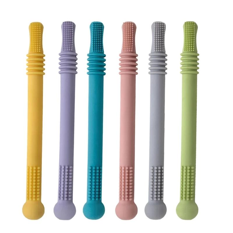 Anneau dentition en paille 77HD, jouet pour enfants, bâton molaire creux en Silicone souple, Non tox
