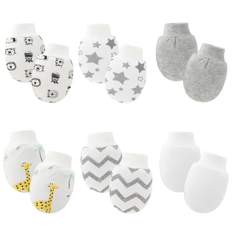 Gants de Protection pour nouveau-né, 6 paires/lot, mitaines pour bébé garçon, en coton doux, anti-ra