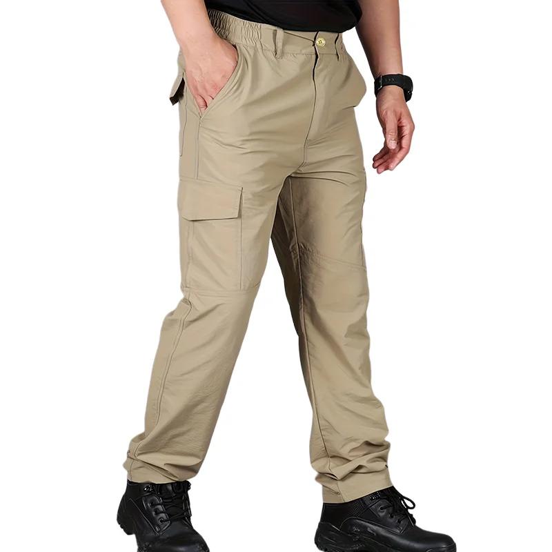 Pantalon Cargo décontracté pour hommes, plusieurs poches, séchage rapide, fin, randonnée en plein ai