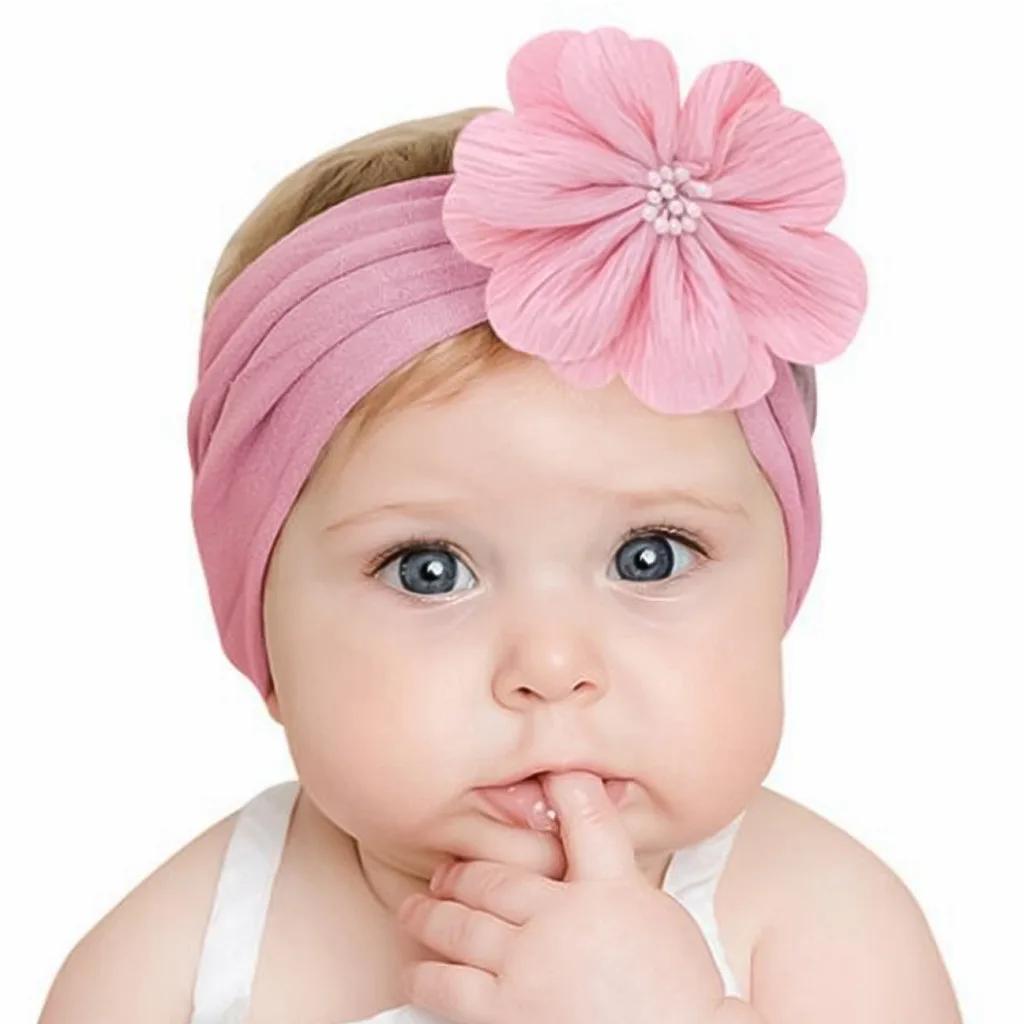 Bandeau à fleurs pour bébé fille, 13 couleurs, doux et élastique, adapté aux foulards pour nouveau-n