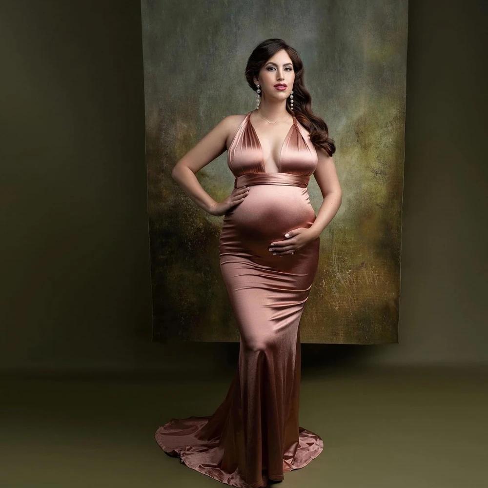 Robe de maternité en Satin extensible Convertible, tenue de soirée multi-voies pour les fêtes prénat