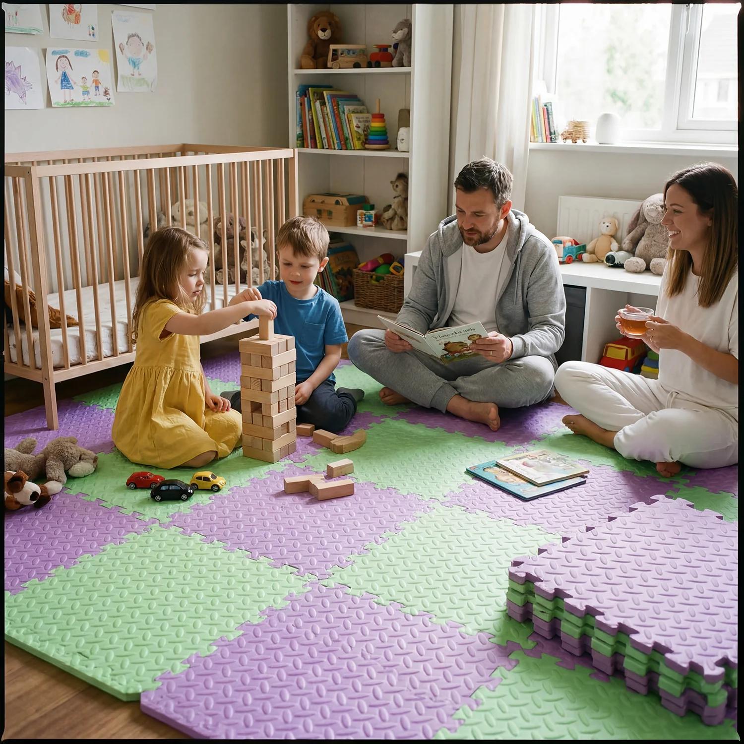 Tapis de jeu pour bébé 16 pièces 60x60cm, tapis de sol en mousse pour bébé et enfant, tapis en mouss