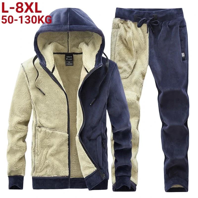 Survêtement en laine d'agneau Smile pour homme, ensemble 2 pièces, veste et pantalon à capuche, surv
