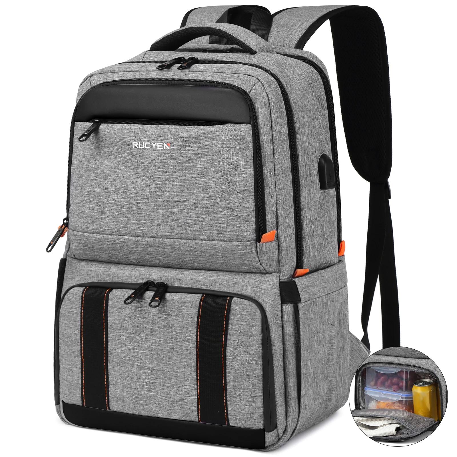 Sac à dos isotherme pour le déjeuner, sac à dos pour ordinateur portable avec blocage RFID 15,6 pouc