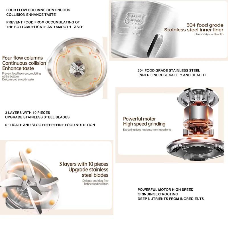 Machine électrique lait de soja 1000ml automatique - Mélangeur intelligent sans filtre pour bébé