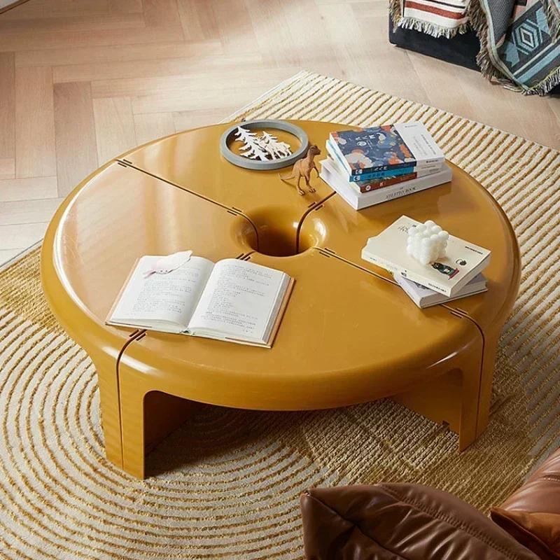 Table Basse Circulaire Moderne en Plastique, Design Créatif et Élégant, Meubles de Maison pour Salon