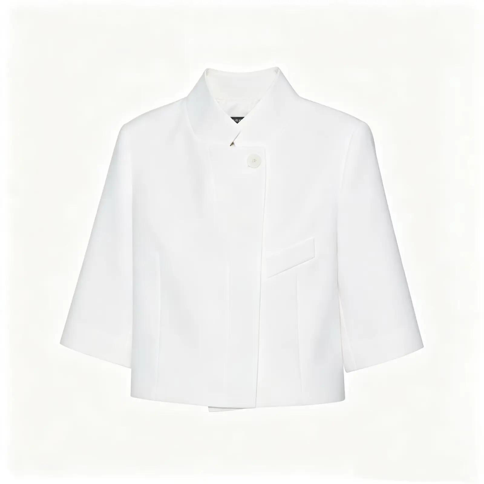 Blazer court noir pour femme, nouvelle collection printemps, manteau simple boutonnage avec épaulett