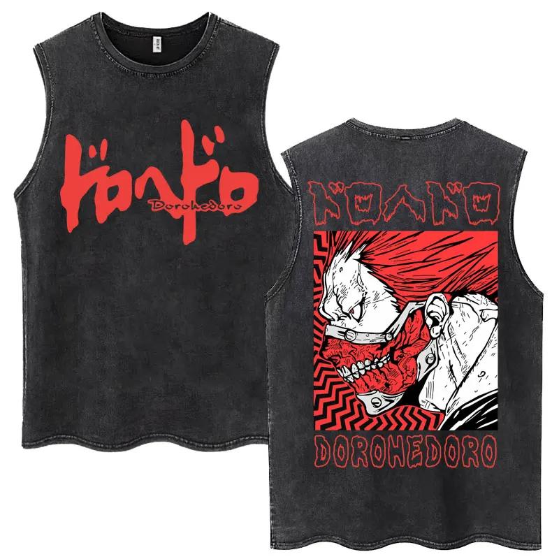 Débardeur délavé à motif de dessin animé japonais Dorohedoro pour hommes et femmes, 100% coton, mode