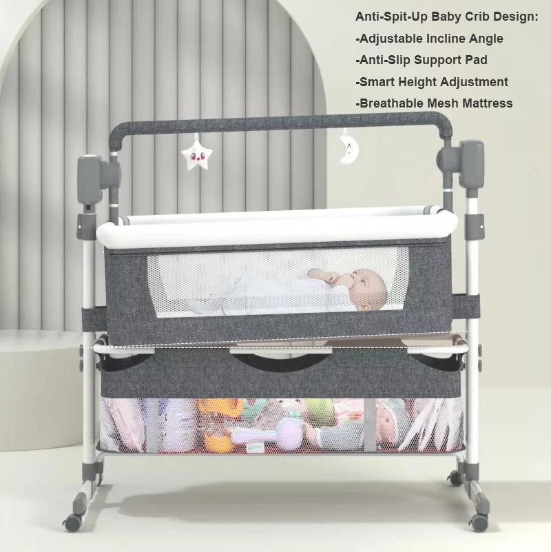 Berceau électrique 3 en 1 pour bébé, chaise haute et bascule avec Bluetooth, télécommande, panier de