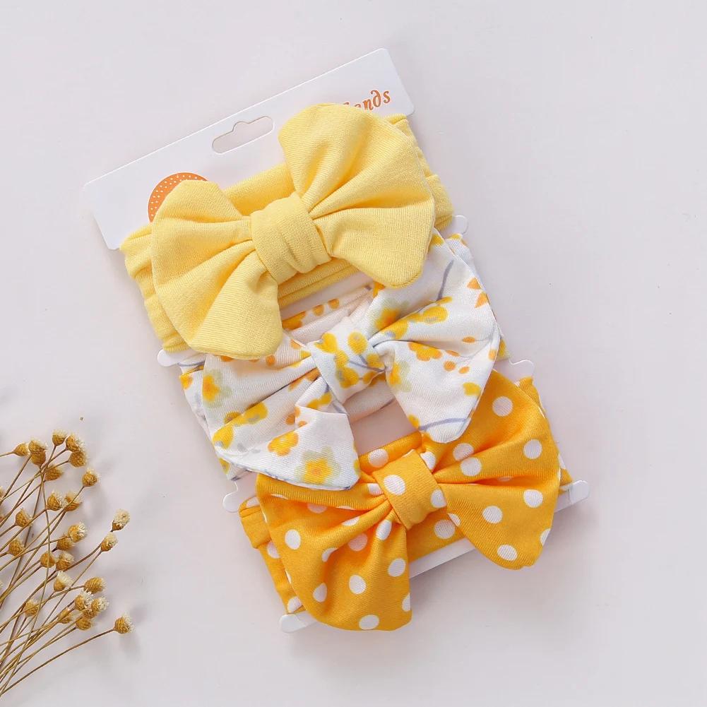 3 pièces/ensemble mignon coton arcs bébé bandeaux nouveau-né infantile élastique bandeaux garçons fi