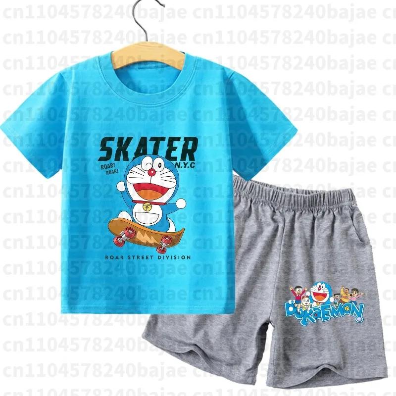 Ensemble Doraemon T-shirt short enfants pyjama dessin animé - Vêtements maison été cadeau