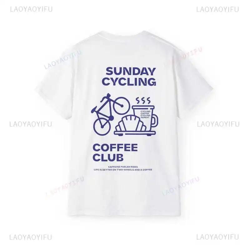 Dimanche cyclisme café Club graphique t-shirts unisexe femme homme été vélo haute qualité coton T-sh
