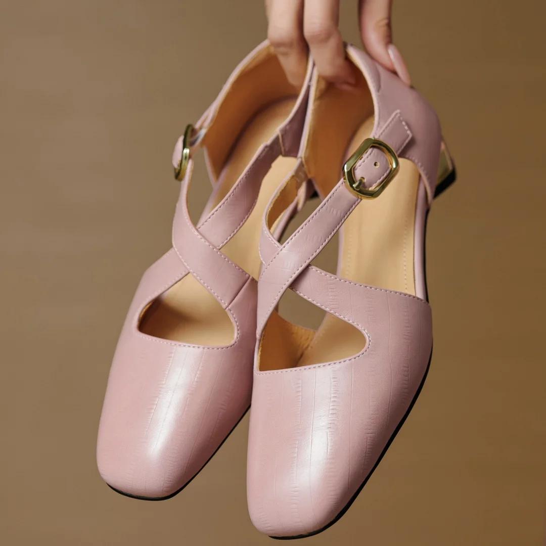 Sandales d'été à enfiler en cuir véritable pour femmes, bande étroite, sangle croisée, élégantes dam