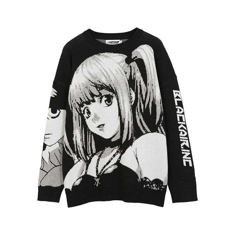 Femmes Hip Hop Streetwear Harajuku pull Vintage Style japonais Anime fille tricoté 2023 coton pull c