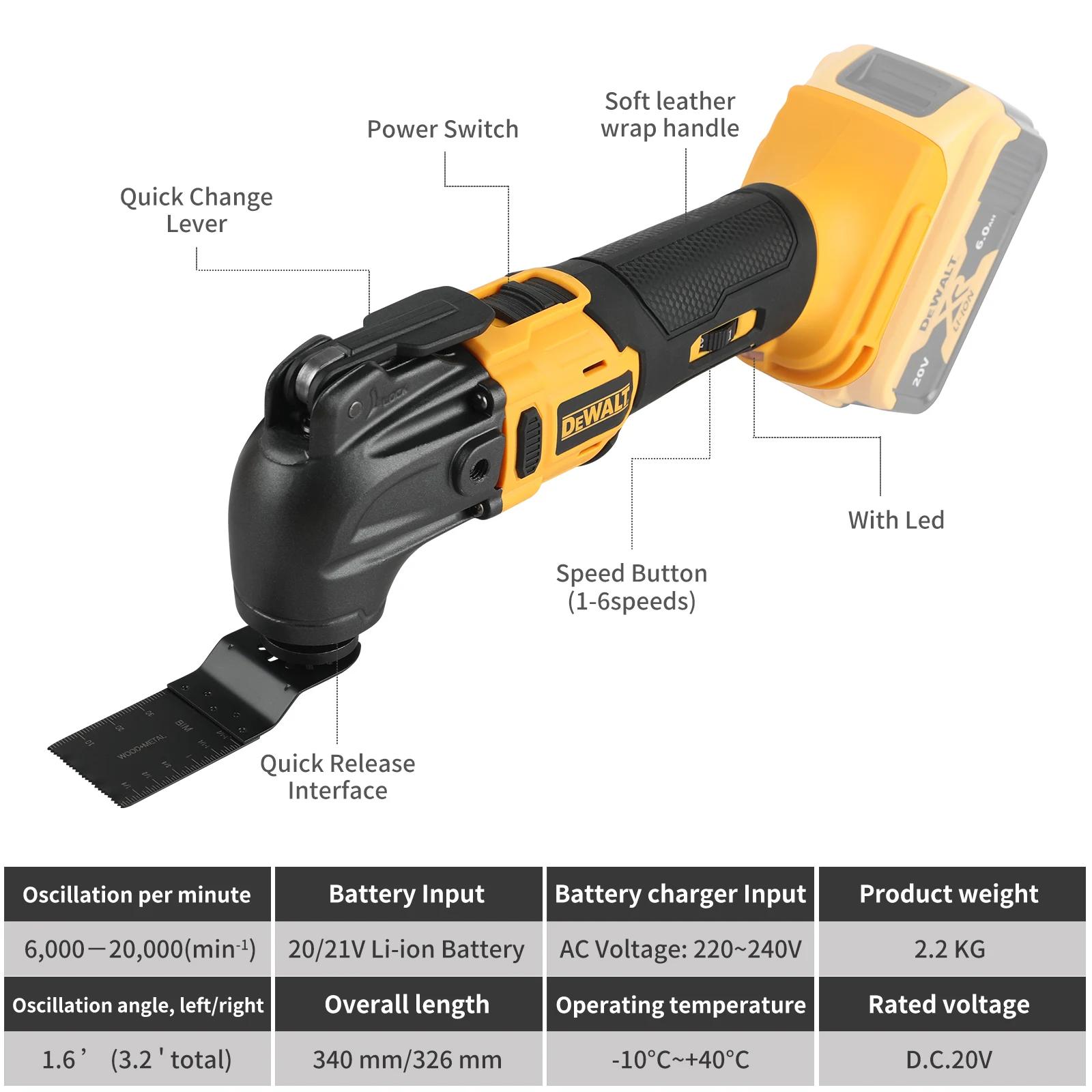 DEWALT 20V MAX Outil multiple oscillant sans fil sans balais 5 Accessoires inclus! Changement rapide